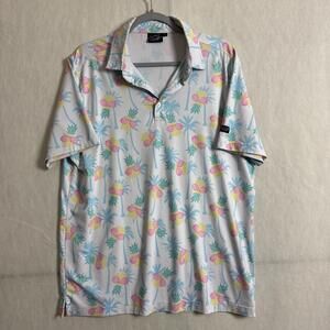 Sunday Swagger Men's Large Pineapple Print Short Sleeve Performance Polo